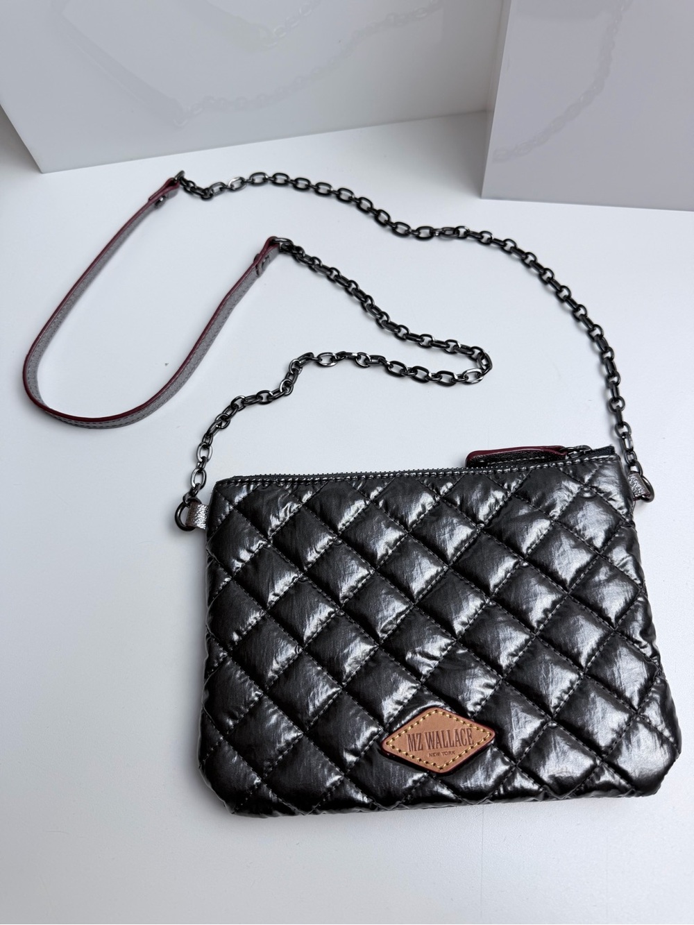 MZ Wallace Ruby Quilted Crossbody Purse Bag in Metallica Silver - Picture 4 of 8